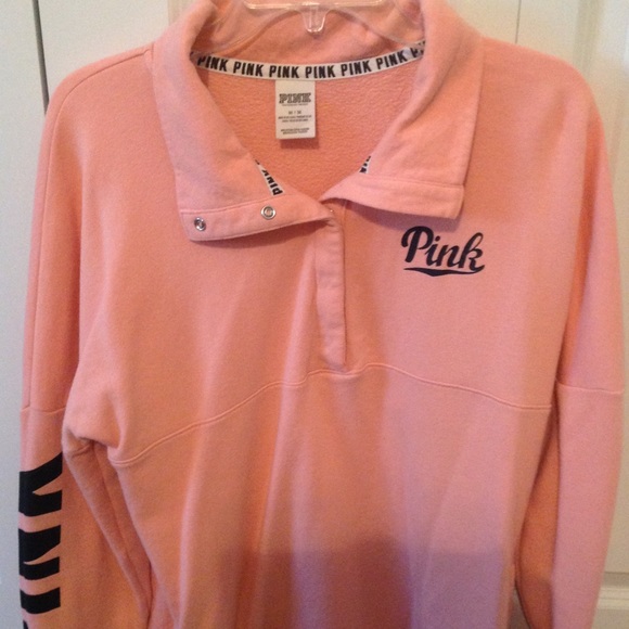 Coral sweater with partial zipper down - Picture 1 of 3